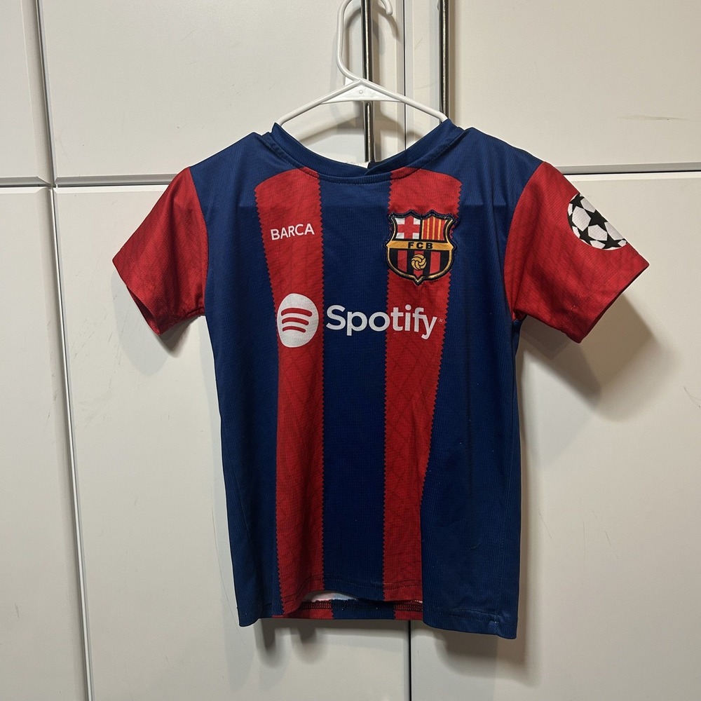 FC Barcelona Barca Spotify Soccer Jersey Esparza 7 Blue Red Youth Medium